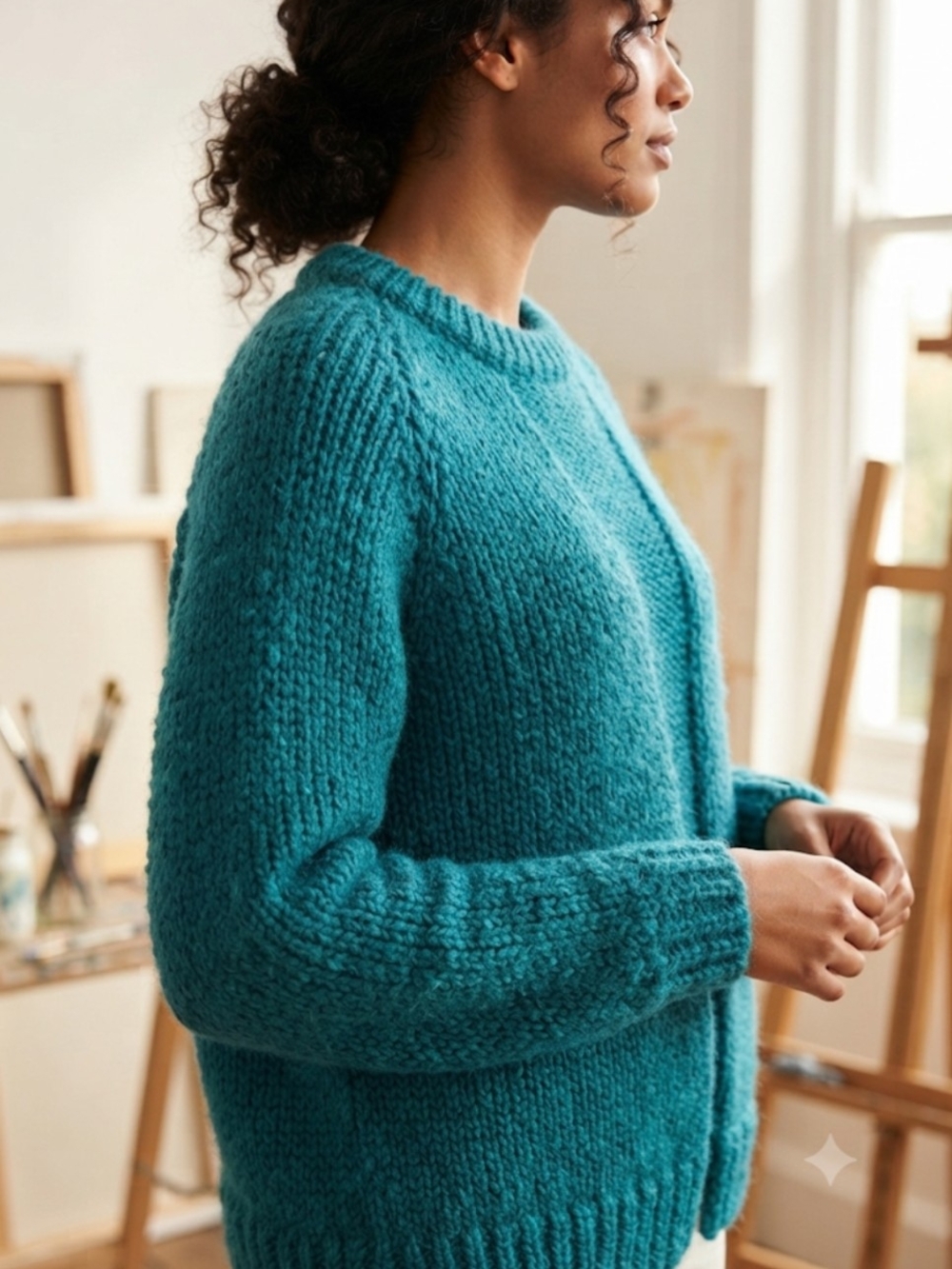 Vintage Knit Teal Cozy And Warm Sweater